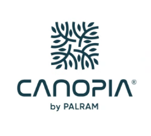 Palram Canopia brand logo. A tree symbol with a white background,